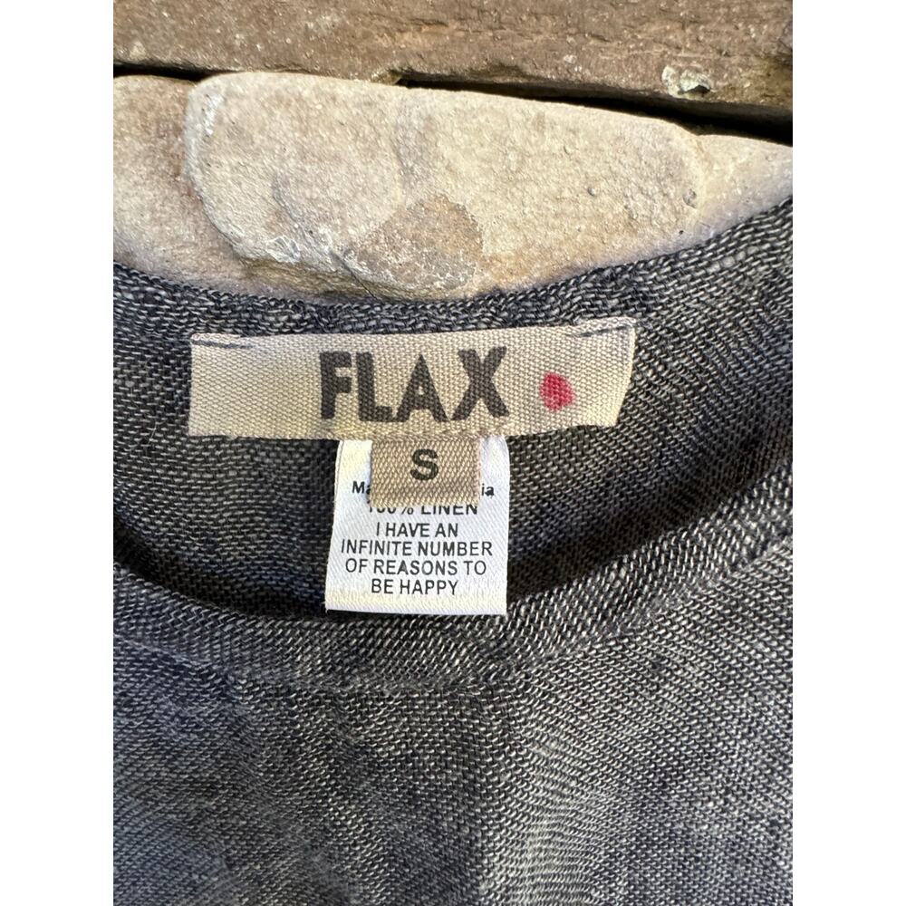 Flax Linen Double Pocket Dress-Gray/Black